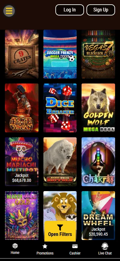 Lucky 7 Casino games screen on a mobile device